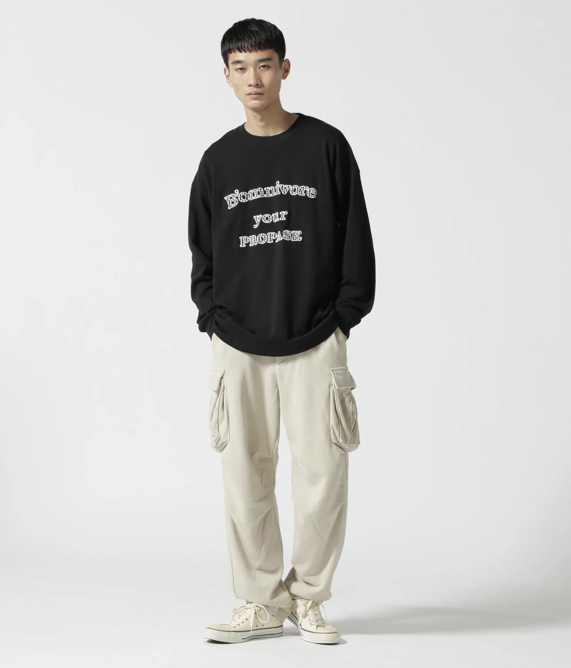 B omnivore/ビーオムニボー propase L/S Tee BLACK M