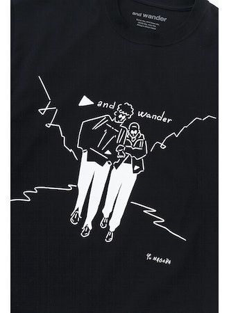 and wander/アンドワンダー Yu Nagaba printed T 5744184185 white S
