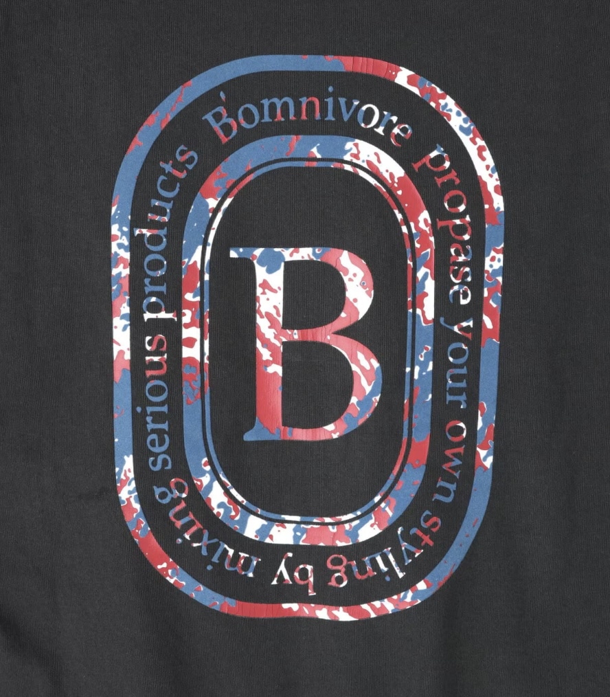 B omnivore/ビーオムニボー/L/S FLOCKY LOGO BLACK M