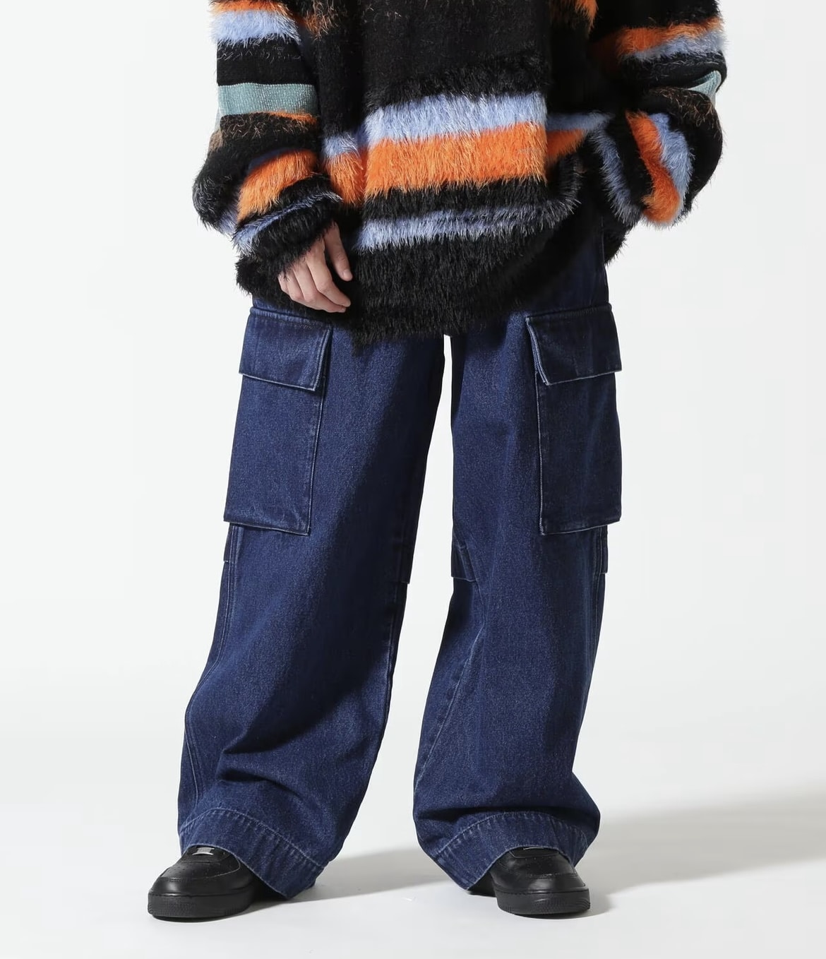 B omnivore/ビーオムニボー  DENIM CARGO PANTS デニムカーゴパンツ INDIGO S