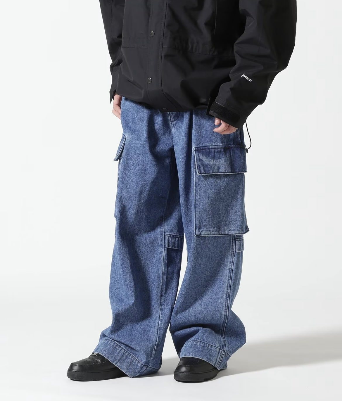 B omnivore/ビーオムニボー  DENIM CARGO PANTS デニムカーゴパンツ BLUE S