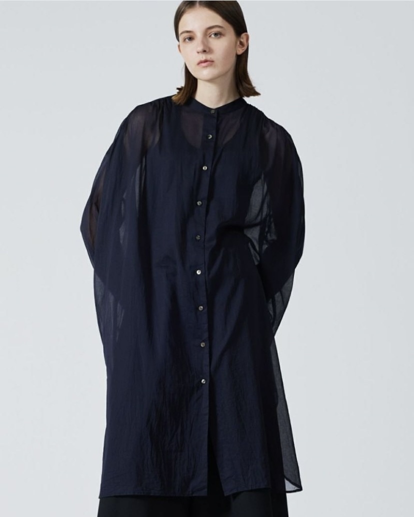 mizuiro ind/ミズイロインド　stand collar gather OP Black Free