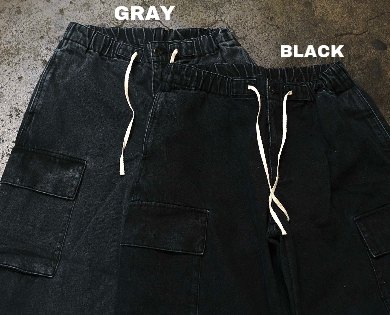 B omnivore/ビーオムニボー  BLACK DENIM CARGO PANTS　ブラックデニムカーゴパンツ BLACK S