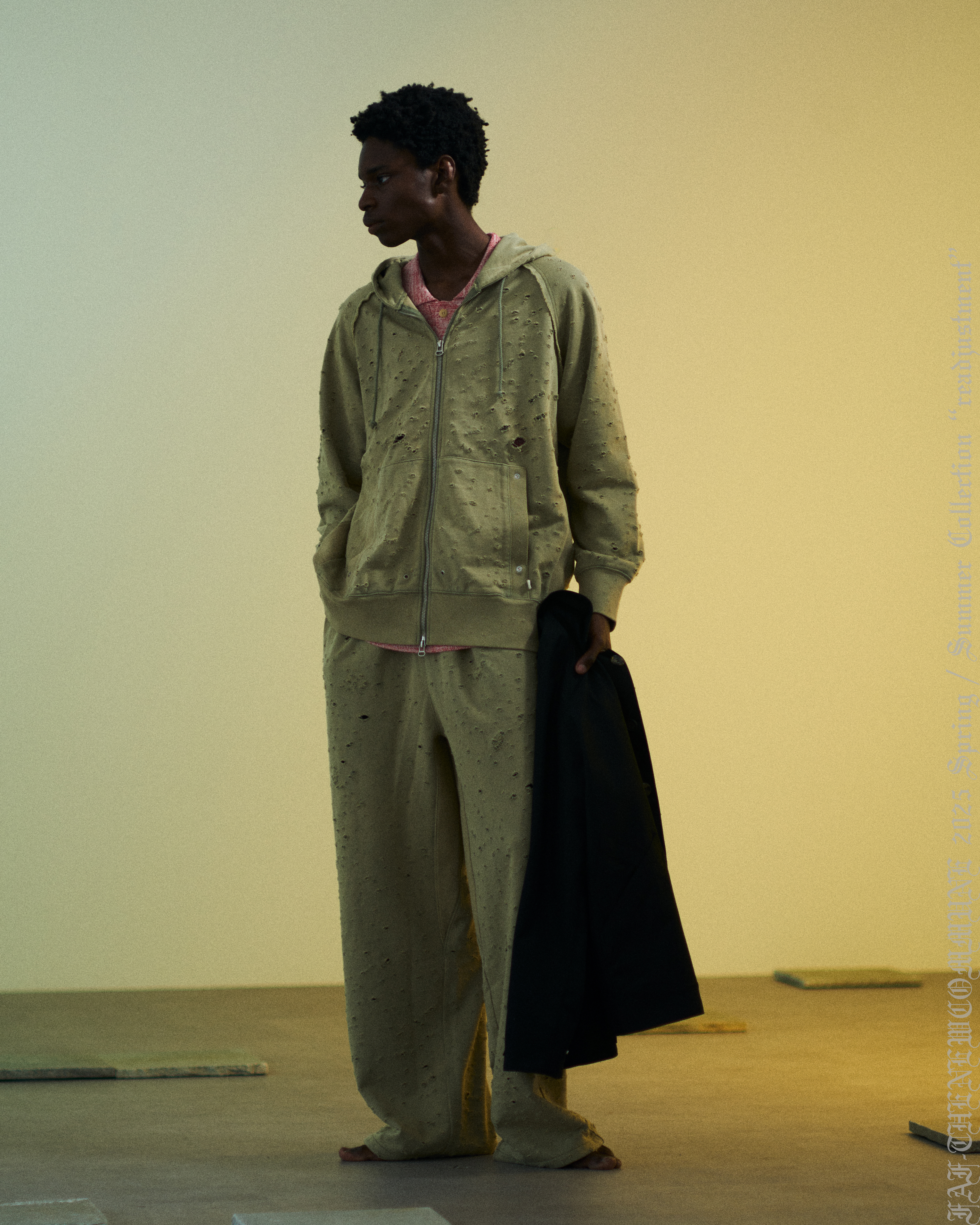 FAF/エフエーエフ(Fake As Flowers/フェイクアスフラワーズ)/Dameged Baggy Sweat Pants バギースウェットパンツ KHAKI 1