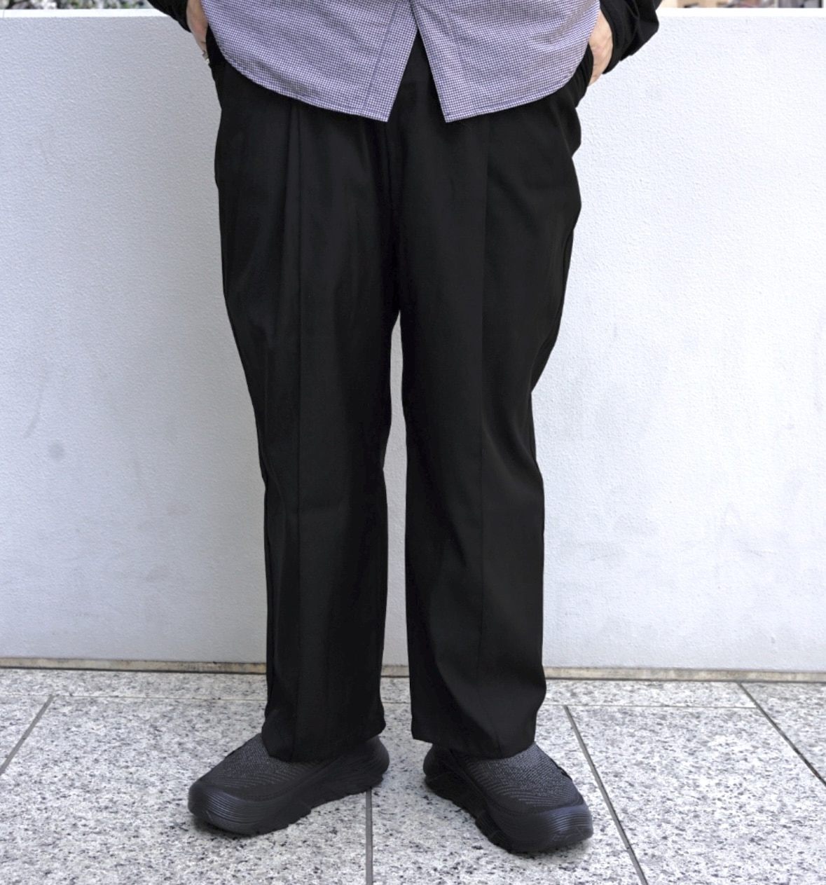 B omnivore/ビーオムニボー/TR 2TACK PANTS　タックパンツ　スラックス BLACK S