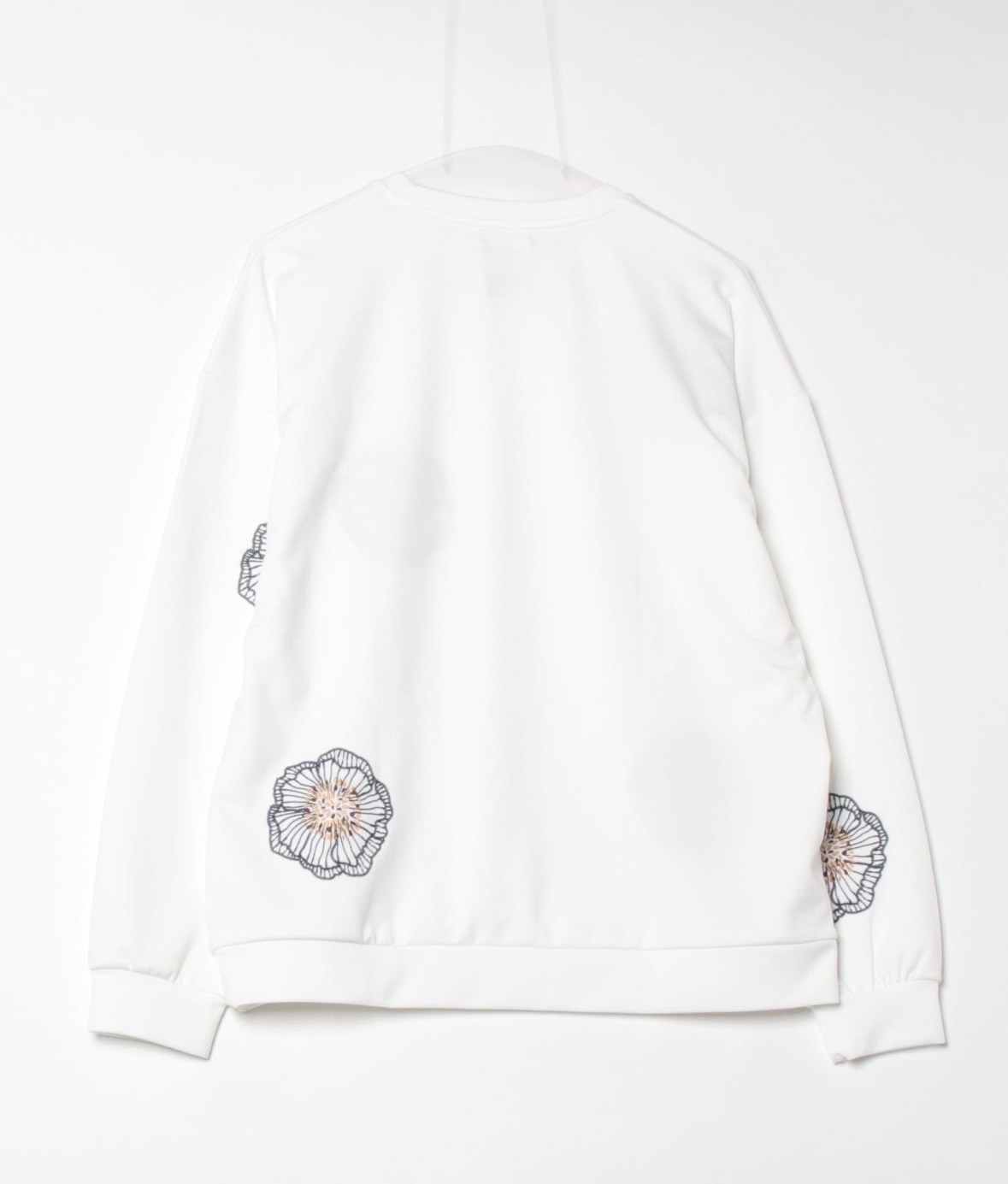 B omnivore/ビーオムニボー/ストレッチポンチランダム刺繍フラワーL/S PO ホワイト M