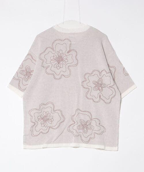 B omnivore/ビーオムニボー  RNフラワー総柄JQD クルーネックS/S ホワイト M