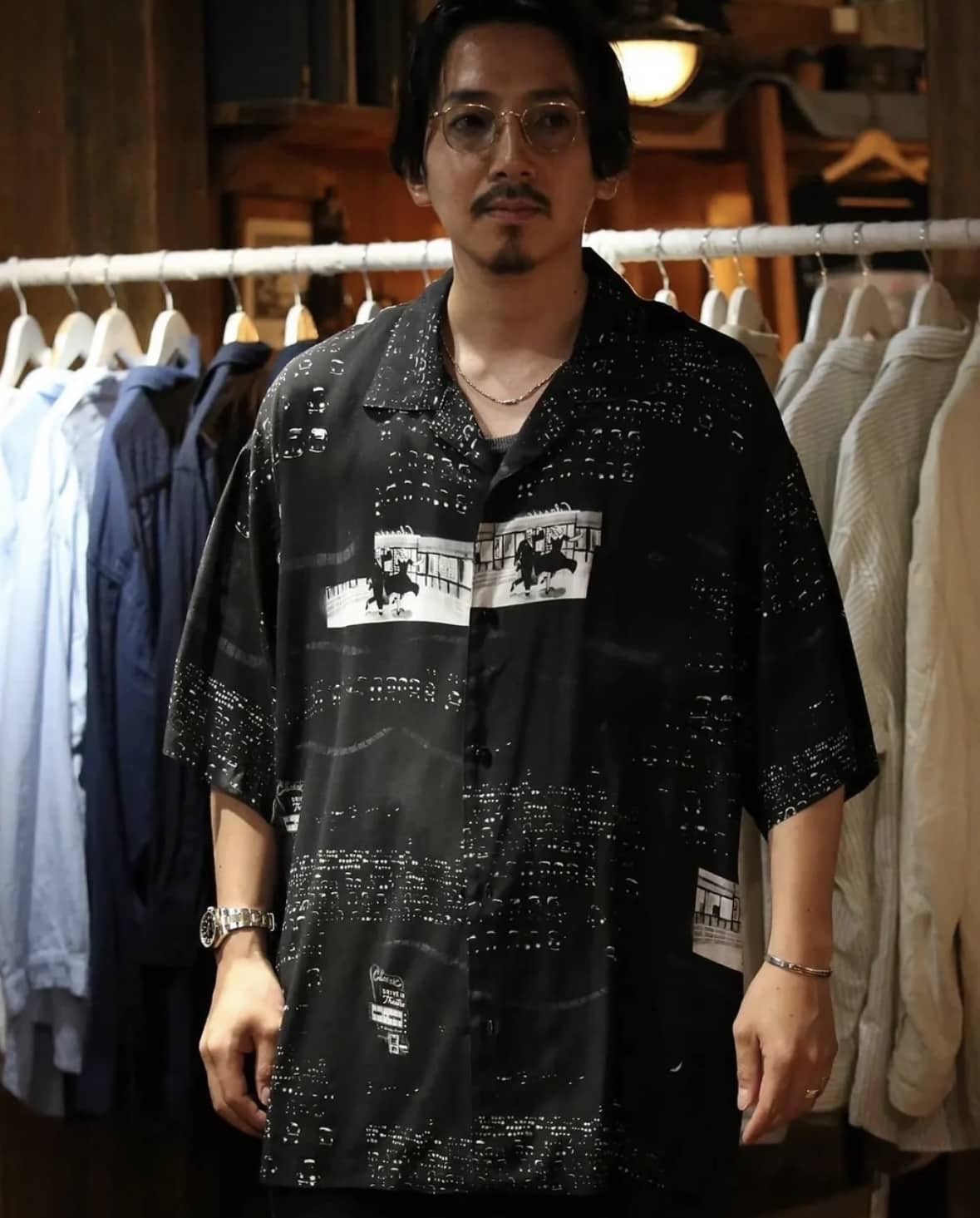 Porter Classic/ポータークラシック/ALOHA SHIRT DRIVE-IN THEATER アロハシャツ ブラック L