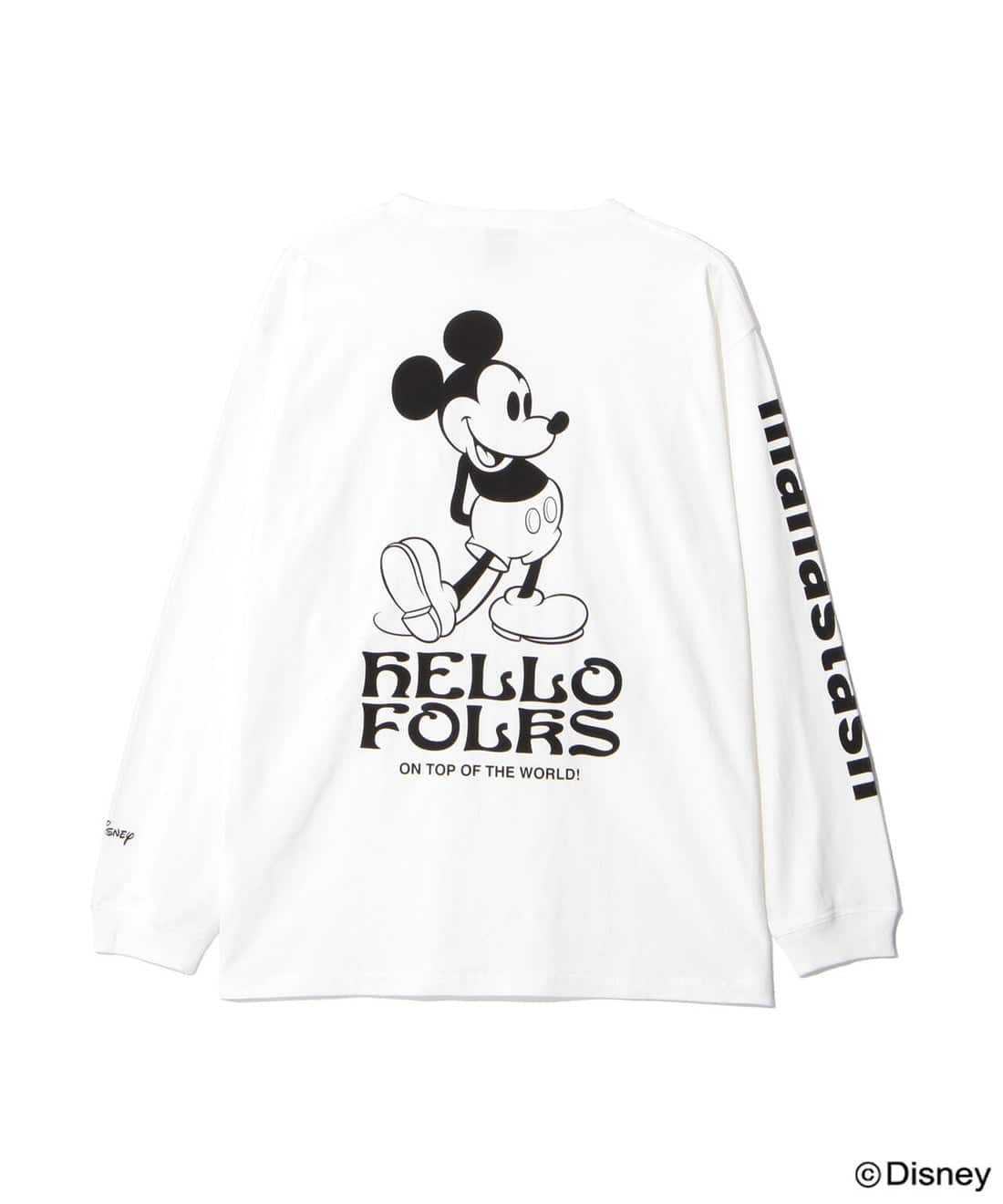 MANASTASH/マナスタッシュ/MICKEY L/S TEE HELLO FOLKS　ロンT ミッキー　ディズニー ホワイト M