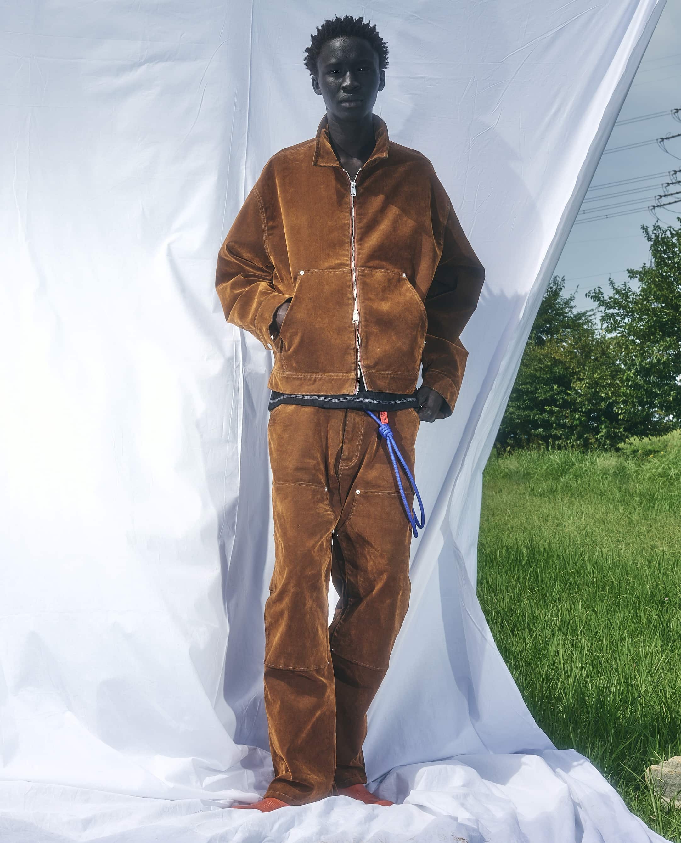 B omnivore/ビーオムニボー/FLOCKY DENIM PANT フロッキーデニムパンツ ブラウン M