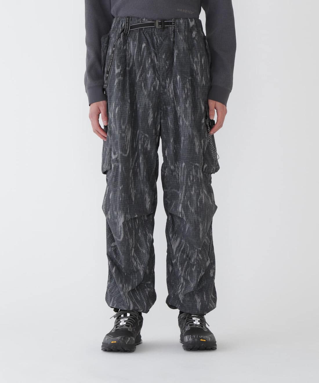 and wander/アンドワンダー/printed ripstop cargo pants カーゴパンツ BLACK M