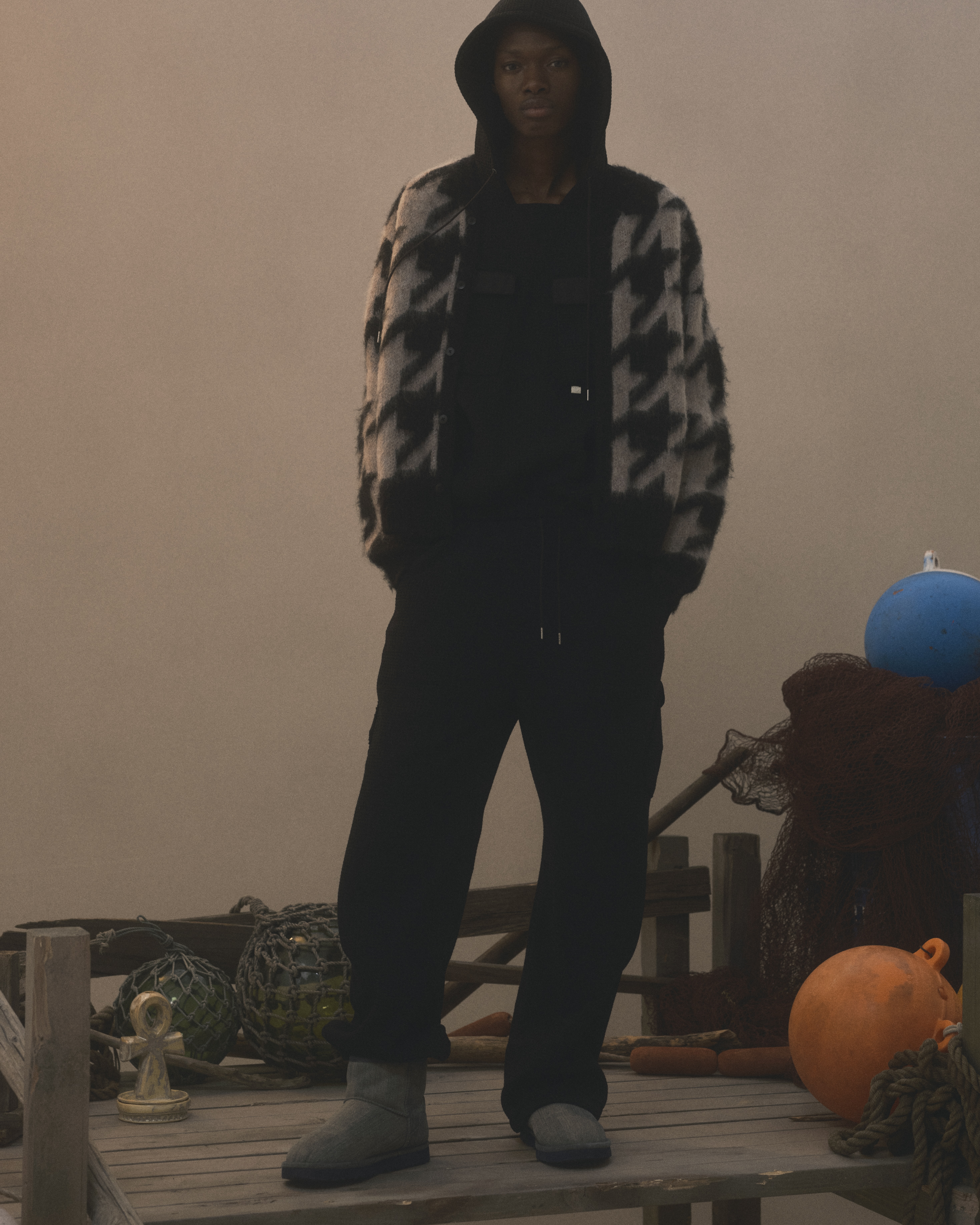 FAF/エフエーエフ(Fake As Flowers/フェイクアスフラワーズ)/Houndstooth Cardigan カーディガン　25AW BLACK 2