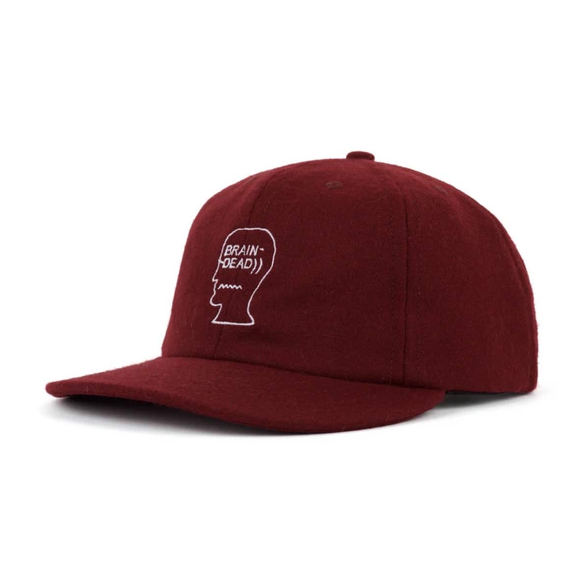 BRAIN DEAD/ブレインデッド/FLANNEL LOGOHEAD 6 PANEL HAT- BURGUNDY BURGUNDY FREE