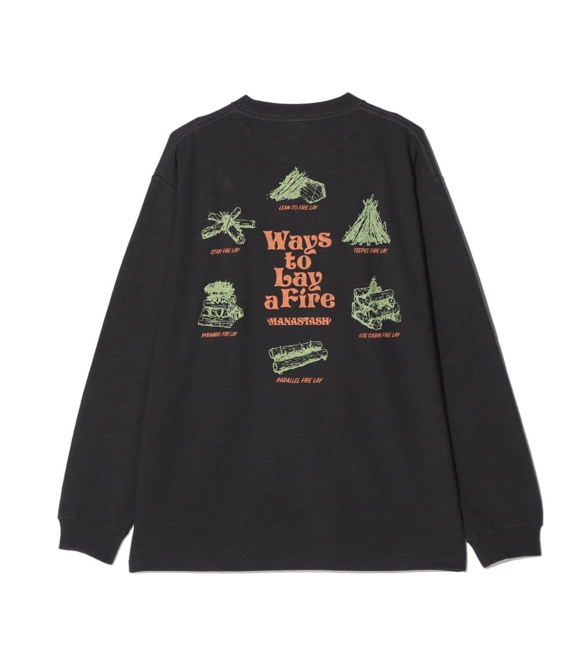 MANASTASH/マナスタッシュ/HEMP L/S TEE LAY A FIRE BLACK S