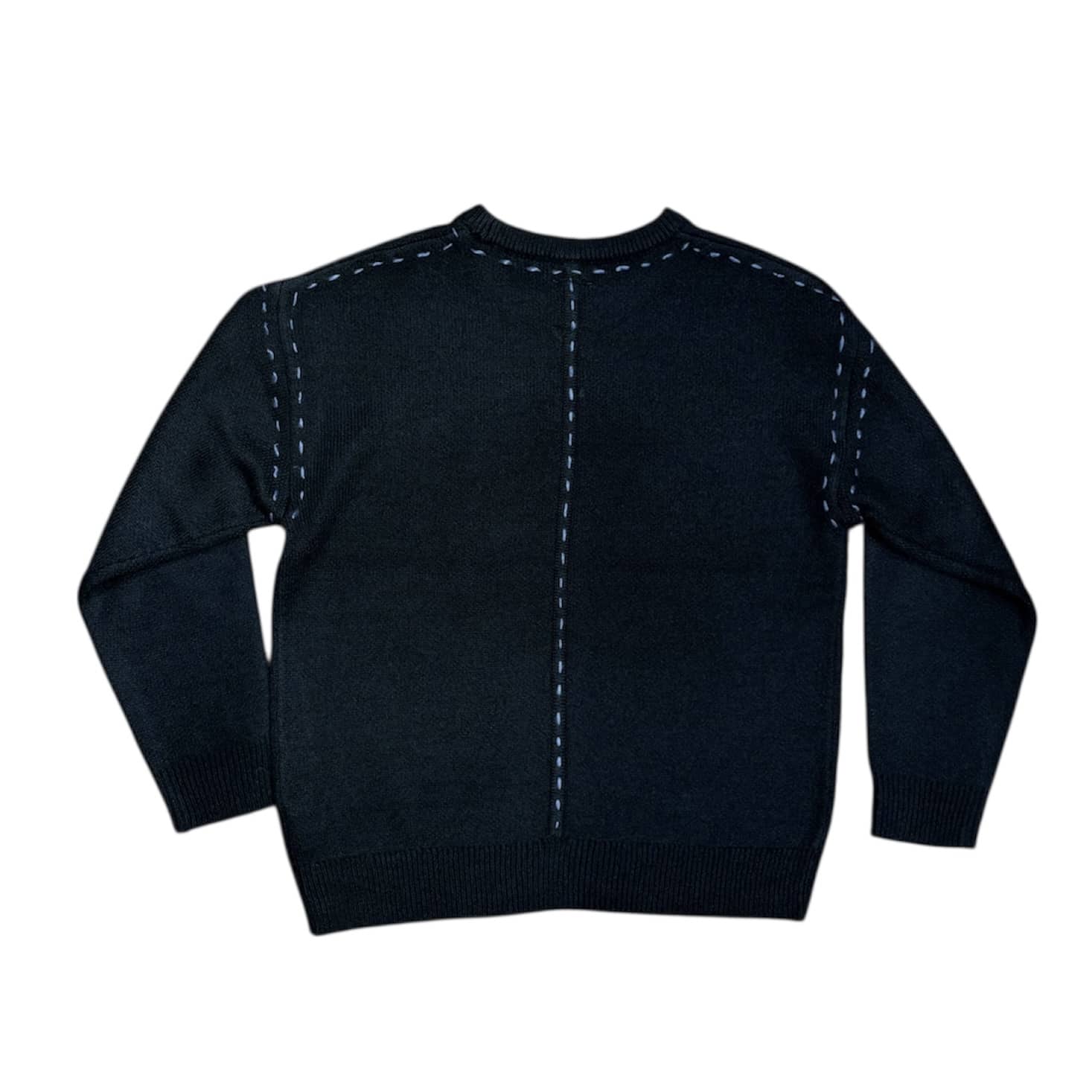 B omnivore/ビーオムニボー/BO アクリル起毛KNIT HAND CREW ニット　ステッチ ブラック M