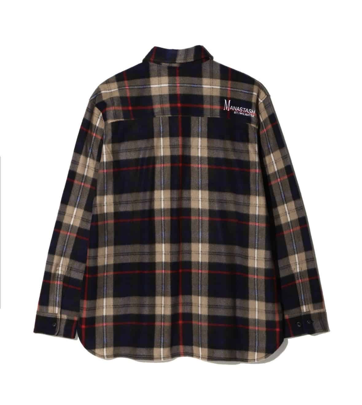 MANASTASH/マナスタッシュ/FLEECE PLAID CPO SHIRT ネイビー S