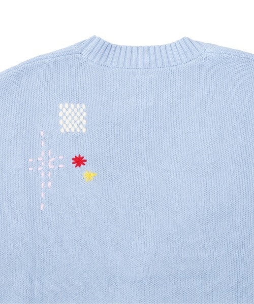 B omnivore/ビーオムニボー/HAND STITCH CARDIGAN ハンドステッチカーディガン サックスブルー M