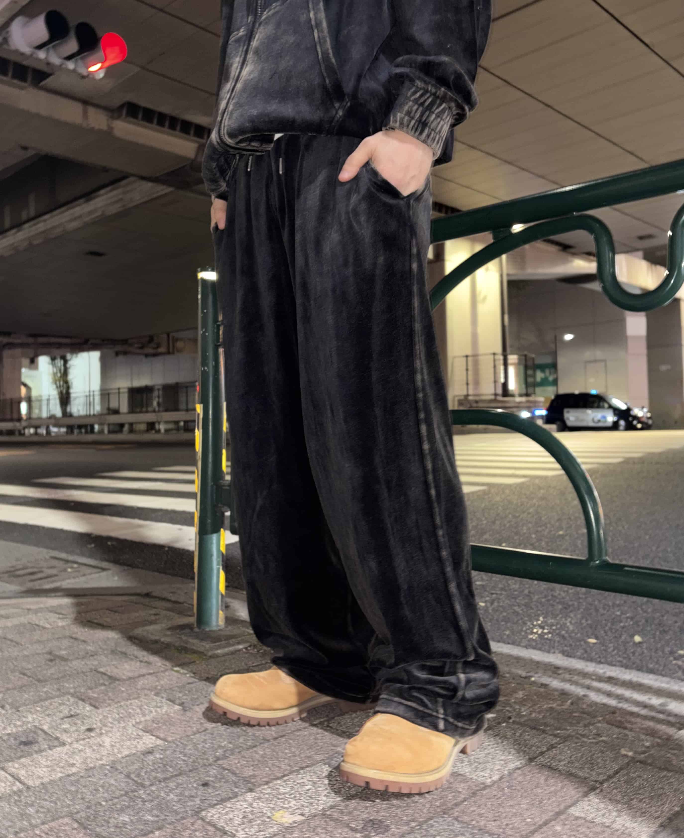 B omnivore/ビーオムニボー/velours pant ベロアパンツ ブラック M