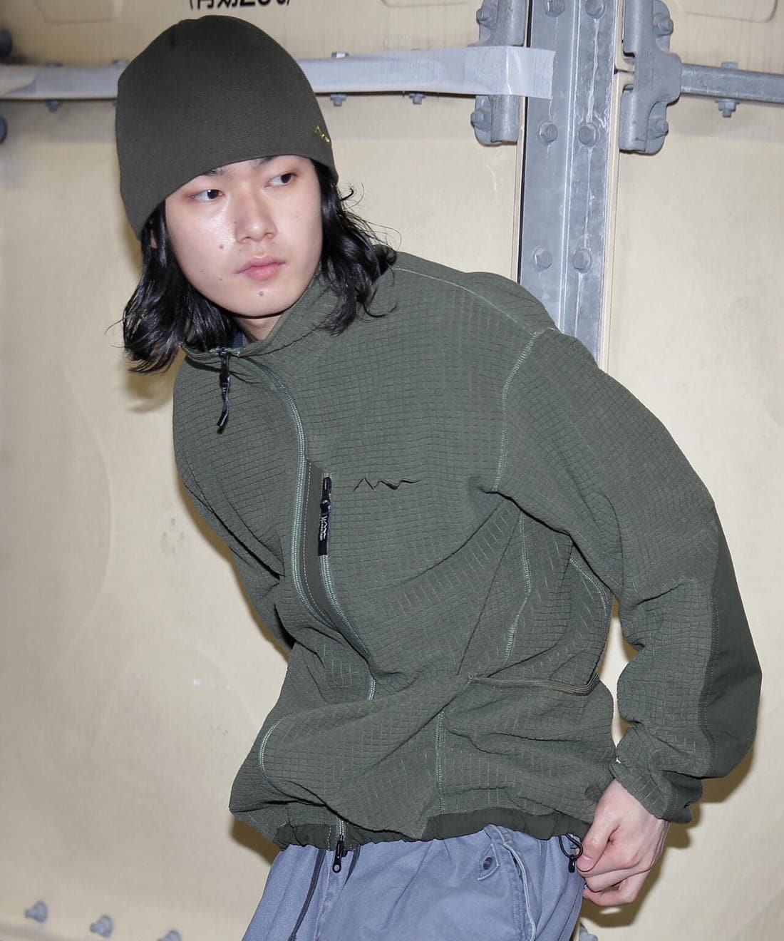 MANASTASH/マナスタッシュ/GRID FLEECE ZIP JKT フリースジャケット オリーブ M