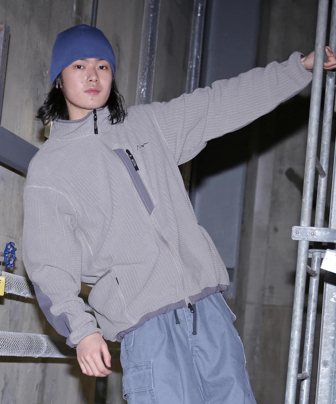 MANASTASH/マナスタッシュ/GRID FLEECE ZIP JKT フリースジャケット グレー M