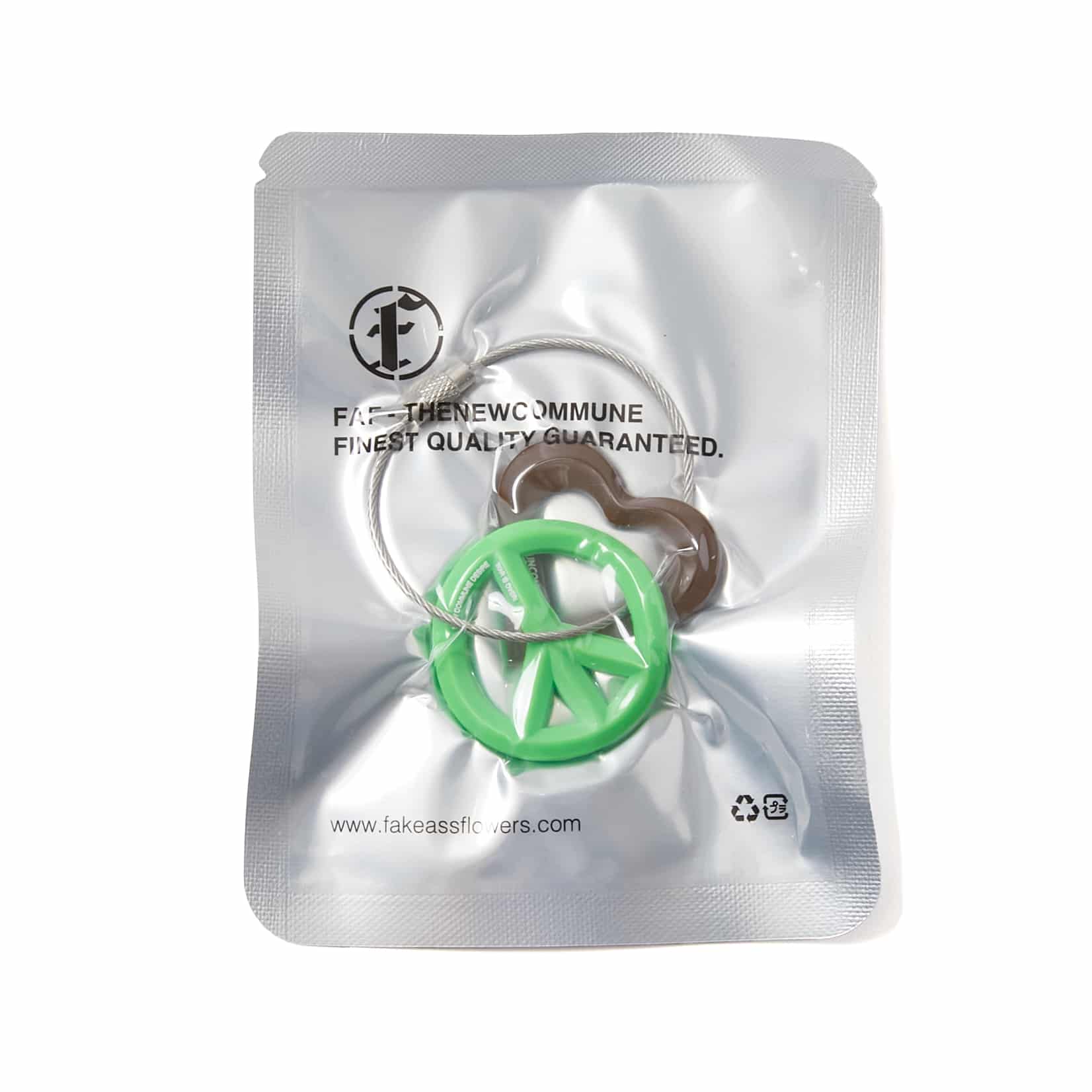 FAF/エフエーエフ(Fake As Flowers/フェイクアスフラワーズ)/Love & Peace キーホルダー GREEN&BROWN FREE