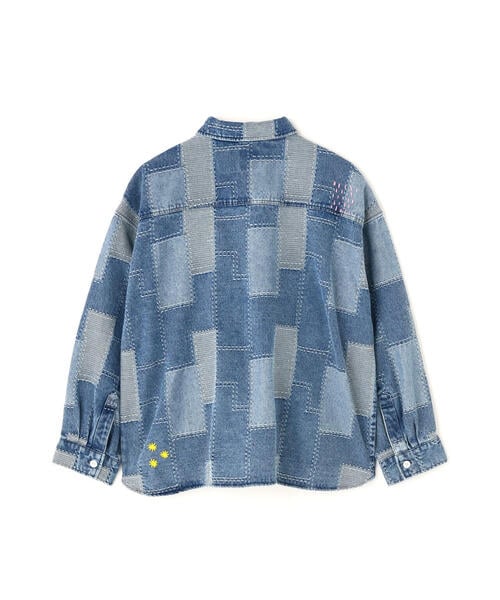B omnivore/ビーオムニボー/PATCHWORK DENIM SHIRT デニムシャツ ブルー M