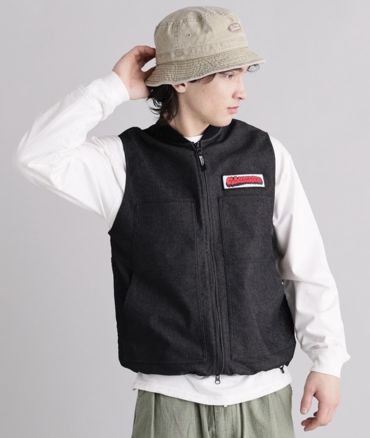 MANASTASH/マナスタッシュ/PATCHED LOGO WORK VEST ブラック S