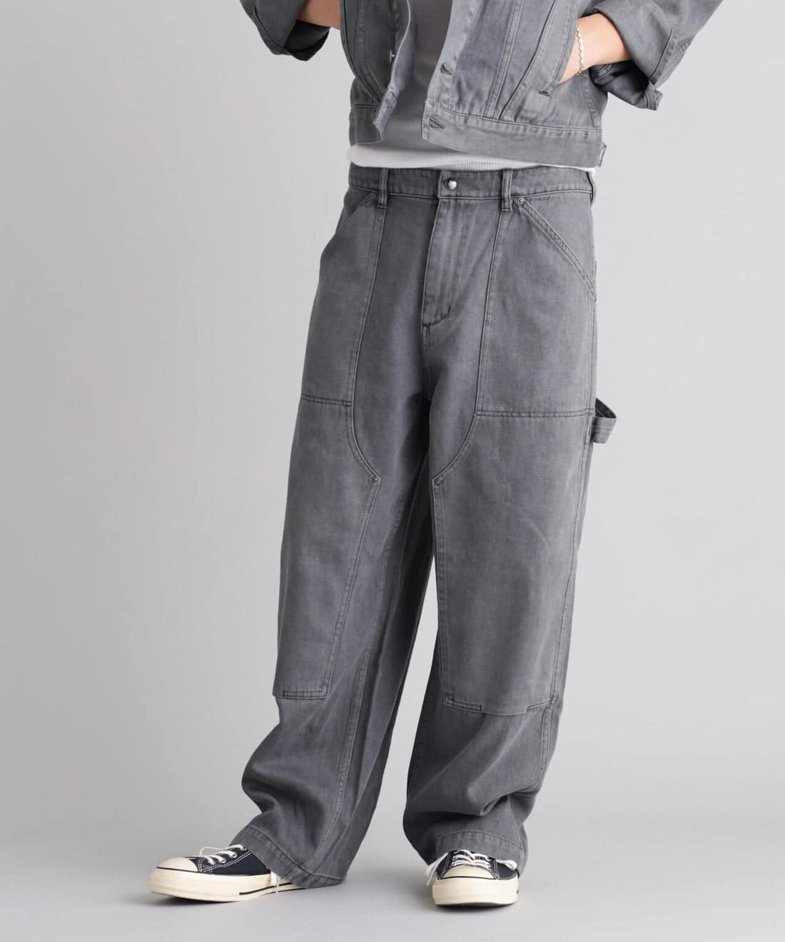 MANASTASH/マナスタッシュ/HEMP WASHED DOUBLE KNEE PANTS ブラック S