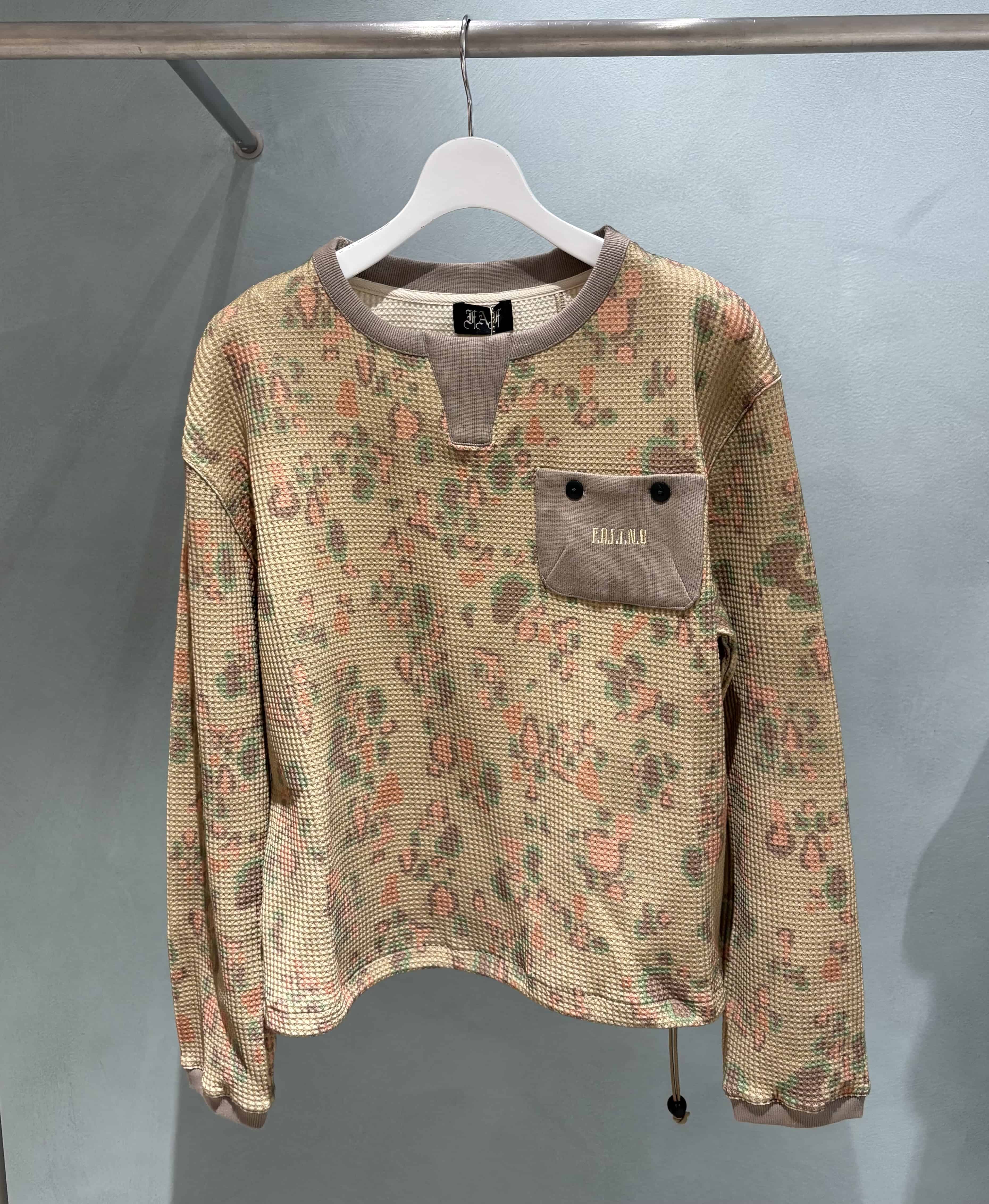 FAF/エフエーエフ(Fake As Flowers/フェイクアスフラワーズ)/Pacis (Thermal Henley neck) サーマルヘンリーネック　26SS Olive Camo 2
