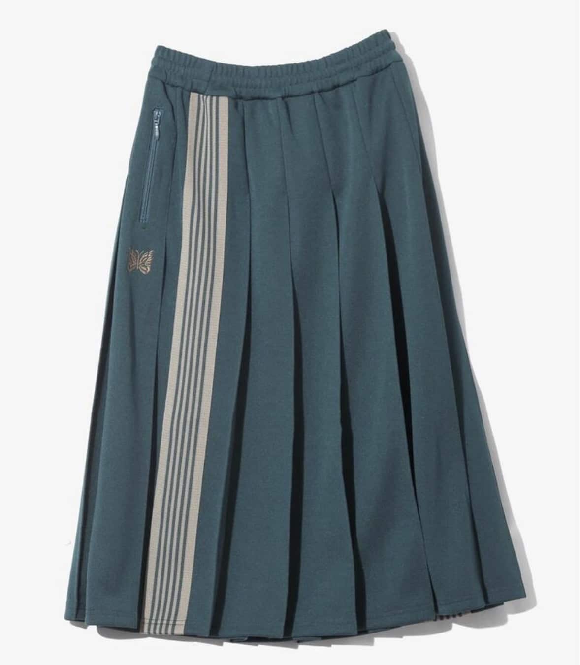 NEEDLES/ニードルズ/Pleated Track Skirt - Poly Smooth -GREEN- トラックスカート レディース GREEN 1