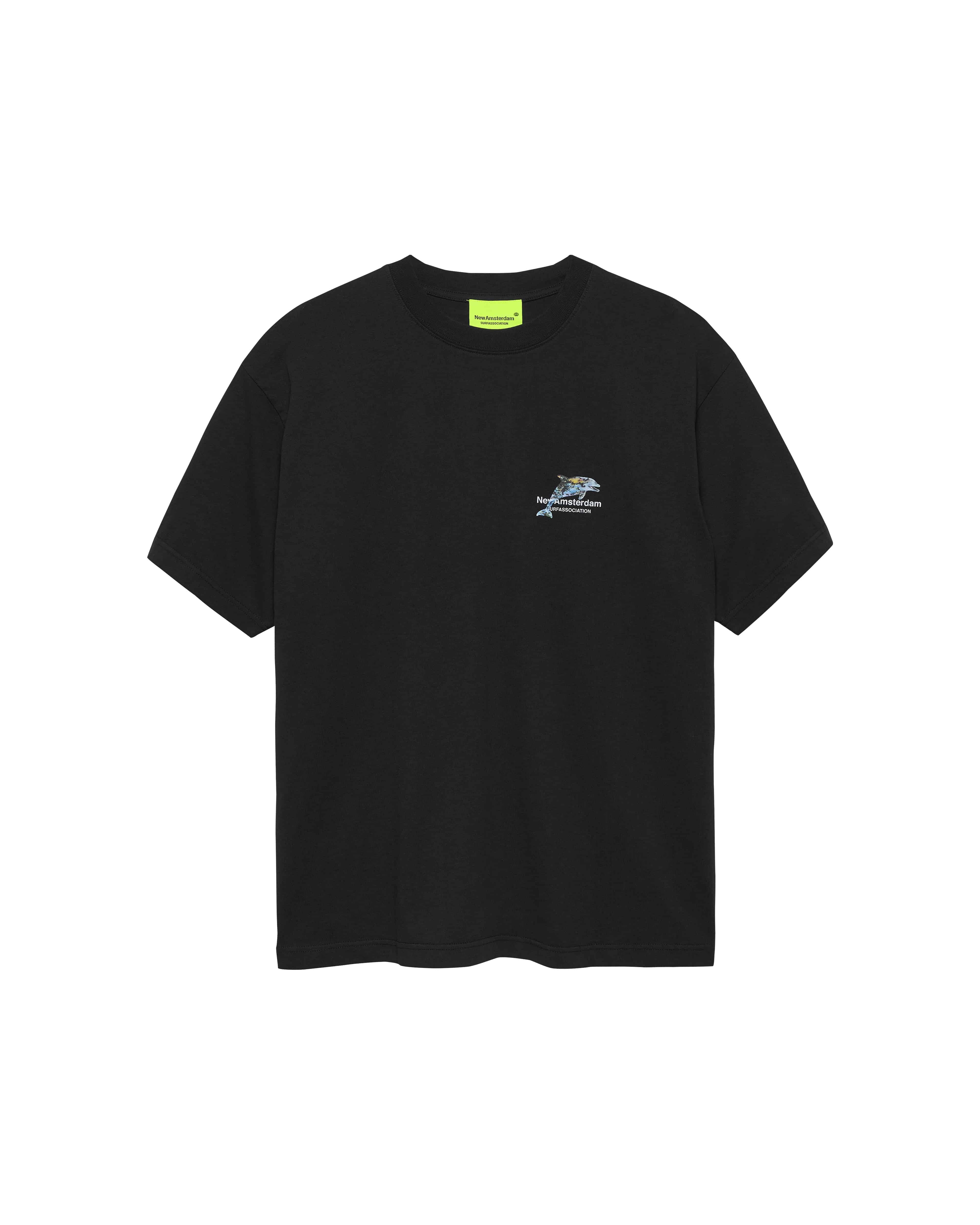New Amsterdam Surf Association/ニューアムステルダムサーフアソシエーション/DOLPHIN TEE BLACK BLACK S