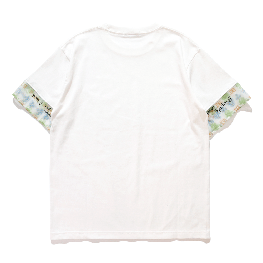 The NERDYS/ナーディーズ/Brigitte Tanaka×The NERDYS Pattern Sleeve T-shirt ブリジットタナカ White S