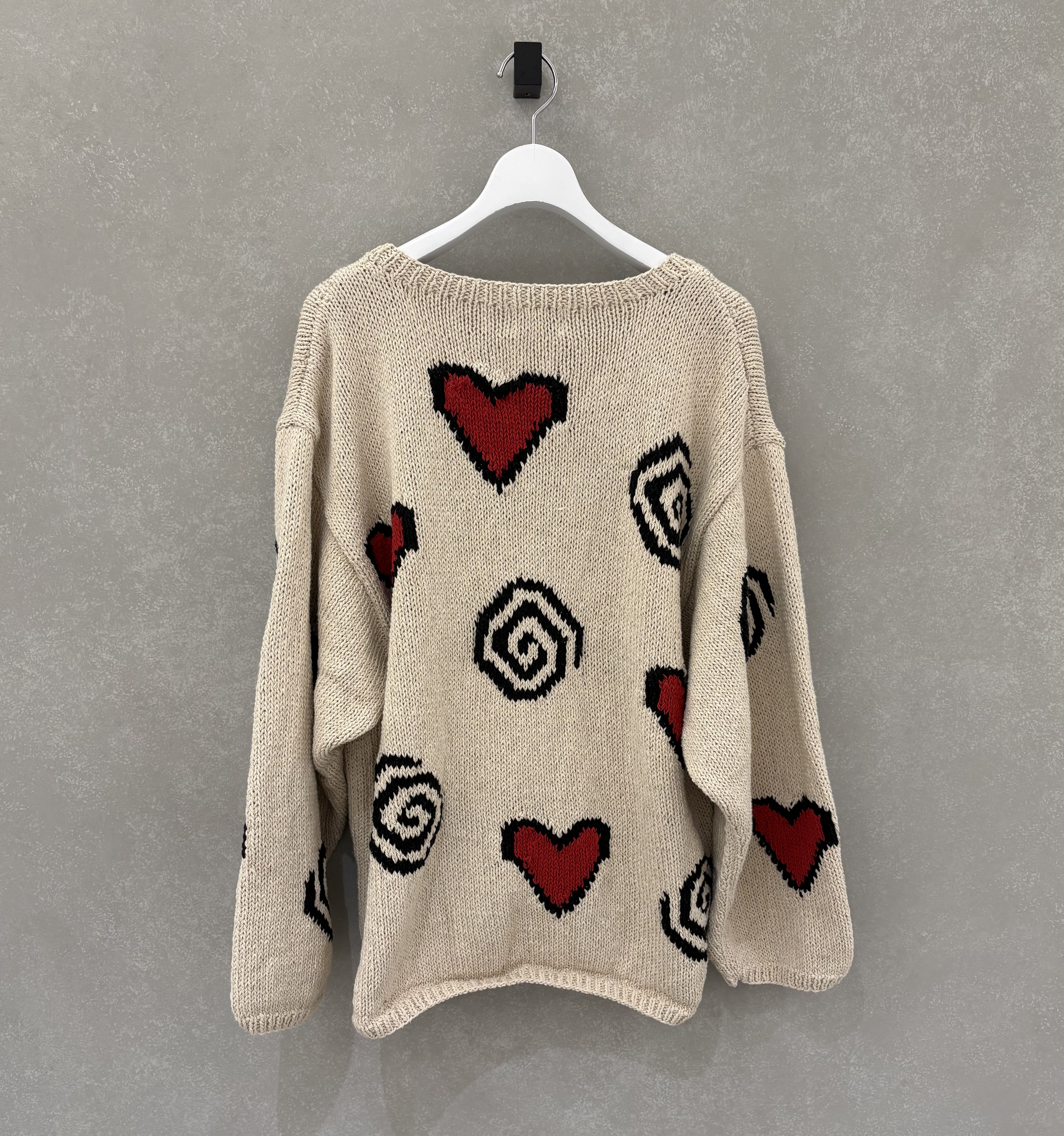 MacMahon Knitting Mills /マクマホンニッティングミルズ/Heart&Swirls Cardigan WHITE FREE