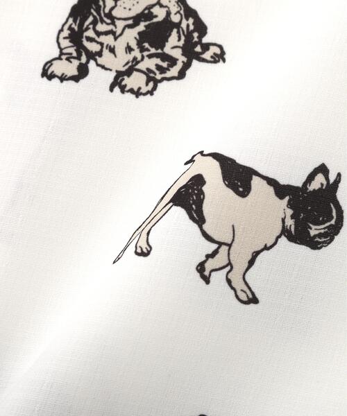 B omnivore/ビーオムニボー/DOG S/S SHIRT 半袖シャツ　柄シャツ　犬柄 ホワイト M