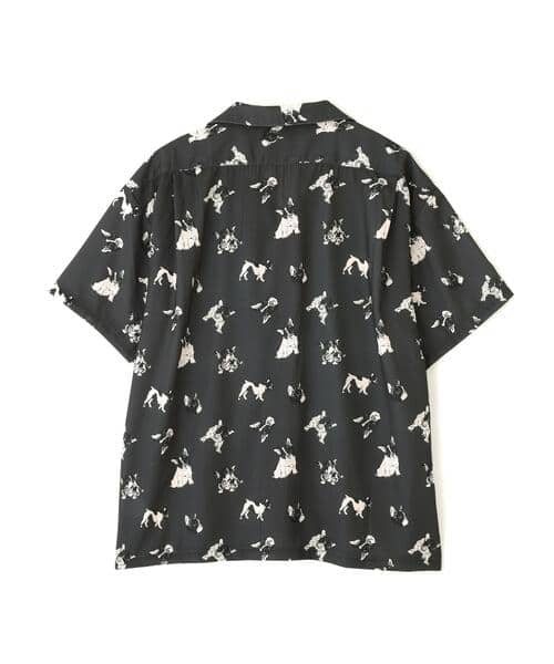 B omnivore/ビーオムニボー/DOG S/S SHIRT 半袖シャツ　柄シャツ　犬柄 チャコールグレー M