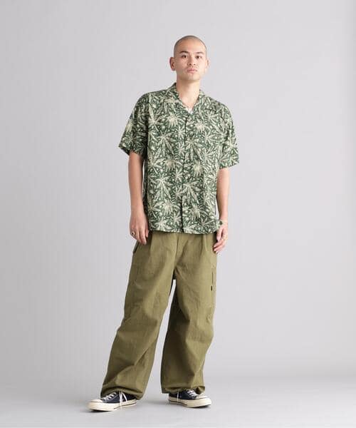 MANASTASH/マナスタッシュ/HEMP PATTERN SHIRTS シャツ モスグリーン S