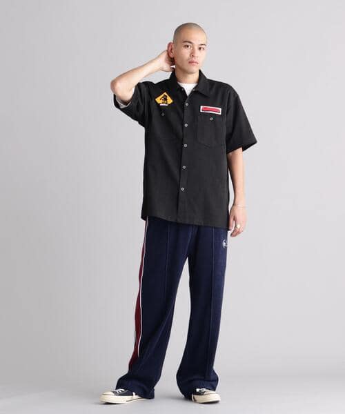MANASTASH/マナスタッシュ/PATCHED LOGO WORK SHIRT ブラック S