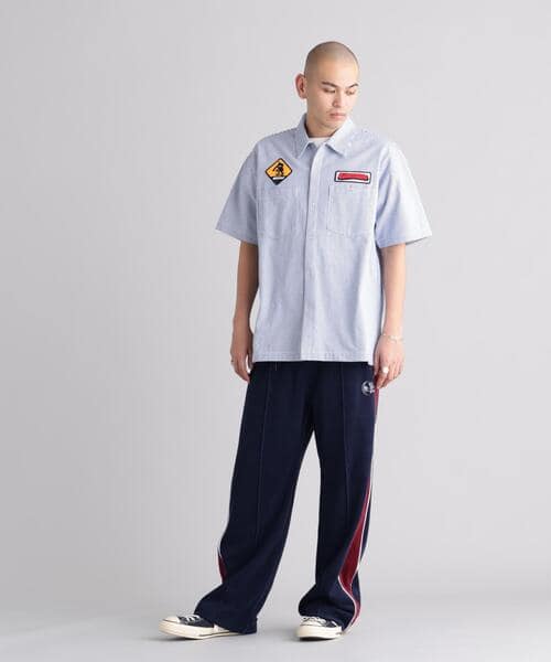 MANASTASH/マナスタッシュ/PATCHED LOGO WORK SHIRT ライトブルー S