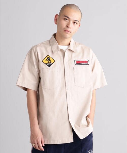 MANASTASH/マナスタッシュ/PATCHED LOGO WORK SHIRT サンド S