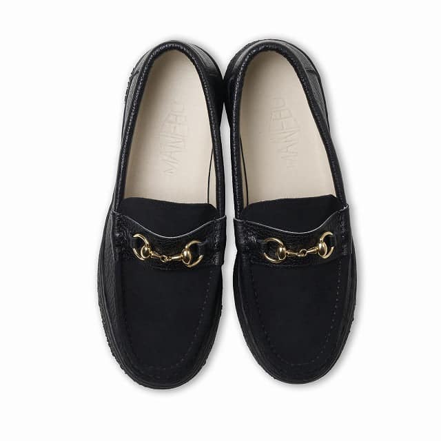 MANEBU/マネブ/BITCH COMBI "SUEDE×SHRINK" -PAN SOLE- ローファー BLACK 41