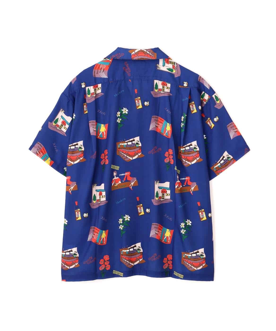 B omnivore/ビーオムニボー/BAR S/S SHIRT 半袖シャツ　柄シャツ BLUE M