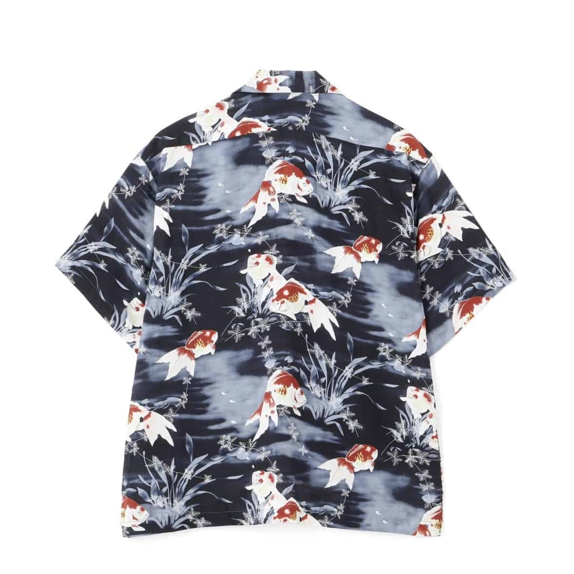 Schott×PJ/ショット×パイナップルジュース/GOLDFISH RAYON SHIRT/ゴールドフィッシュ レーヨンシャツ ブラック M