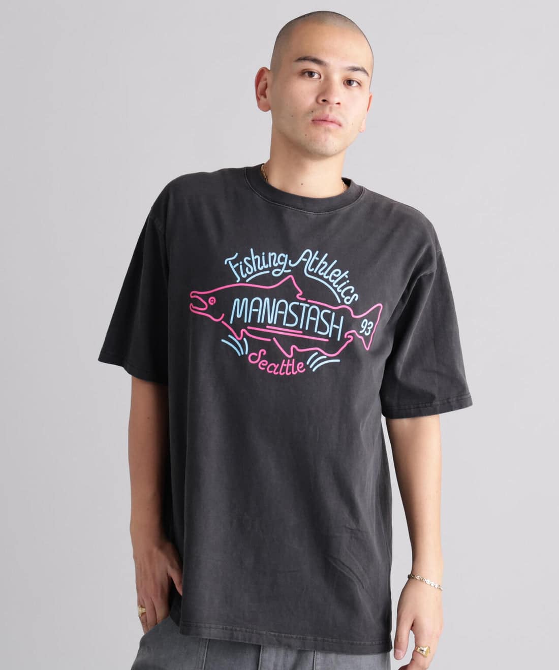 MANASTASH/マナスタッシュ/PUMICE TEE NEON SIGN Tシャツ ブラック S