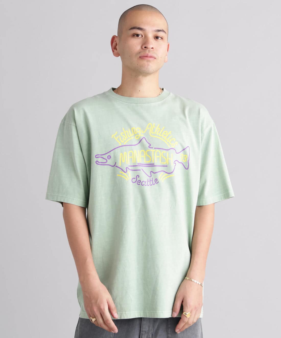 MANASTASH/マナスタッシュ/PUMICE TEE NEON SIGN Tシャツ ライトグリーン S