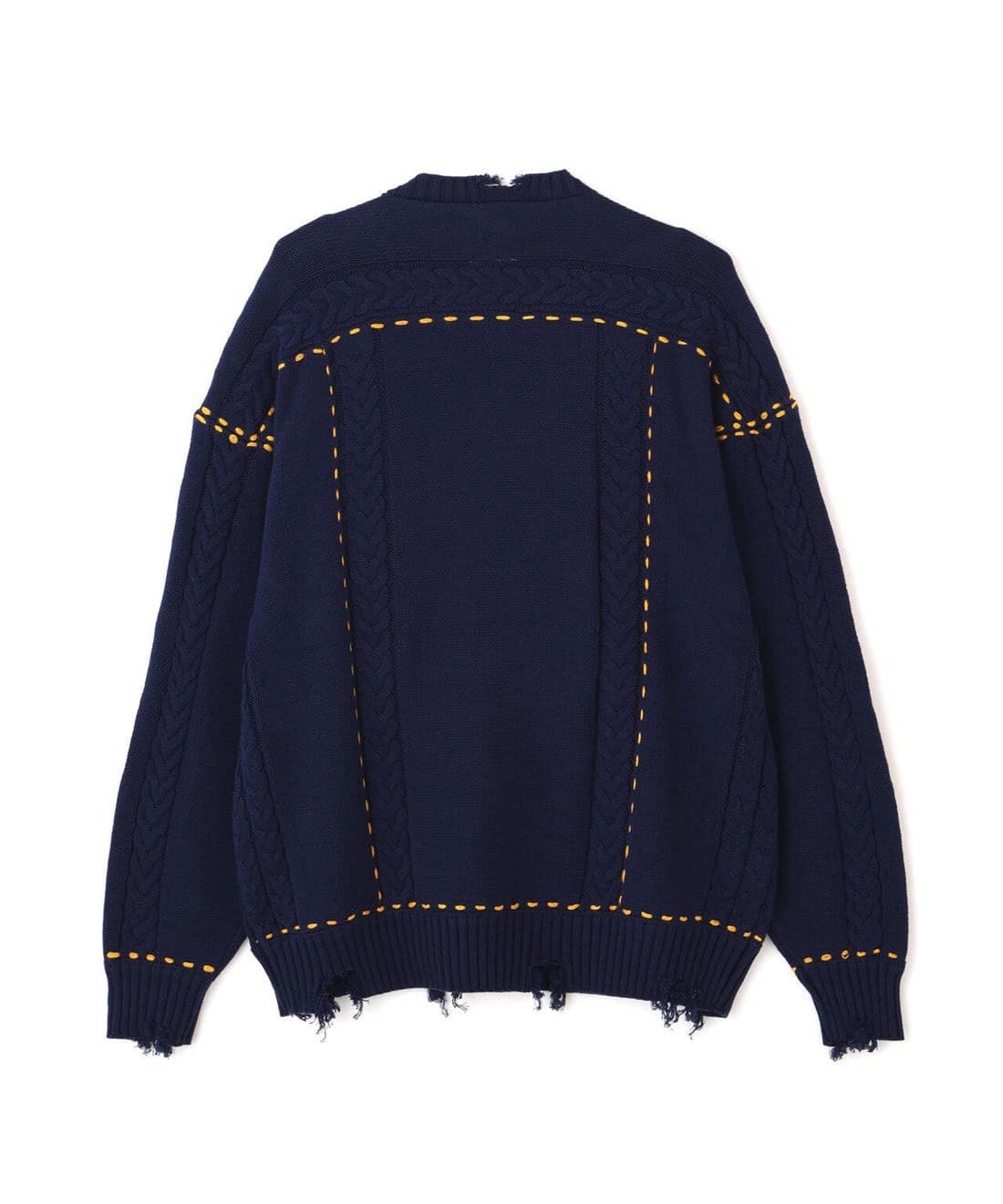 B omnivore/ビーオムニボー/HANDSTITCH CABLE KNIT CN ハンドステッチケーブルニットクルーネック ネイビー M