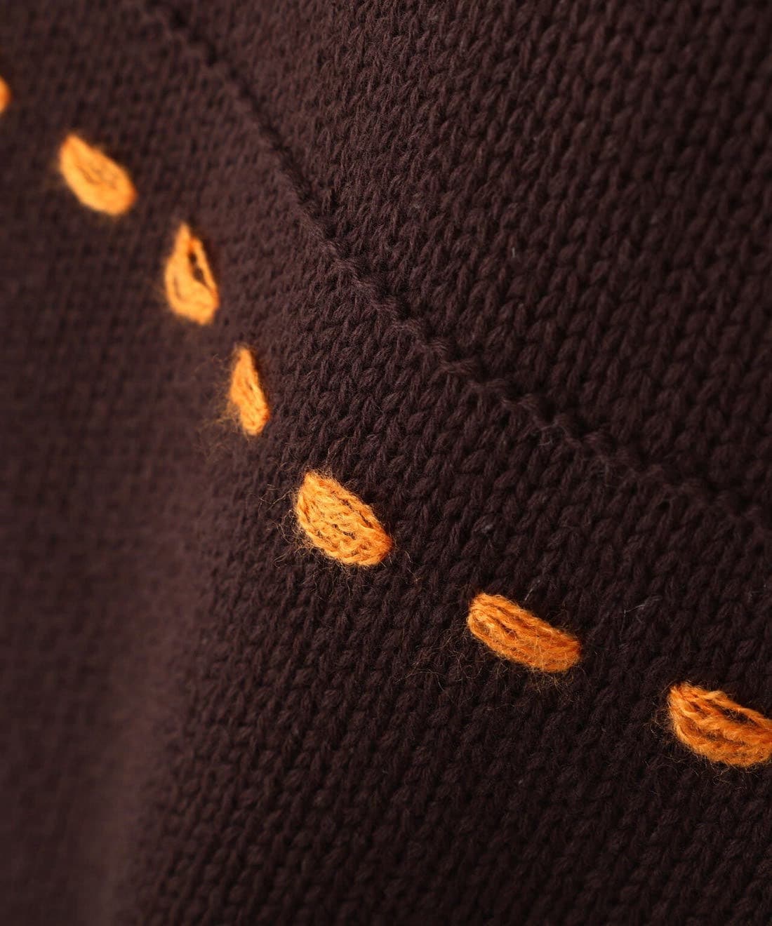 B omnivore/ビーオムニボー/HANDSTITCH CABLE KNIT CN ハンドステッチケーブルニットクルーネック ブラウン M
