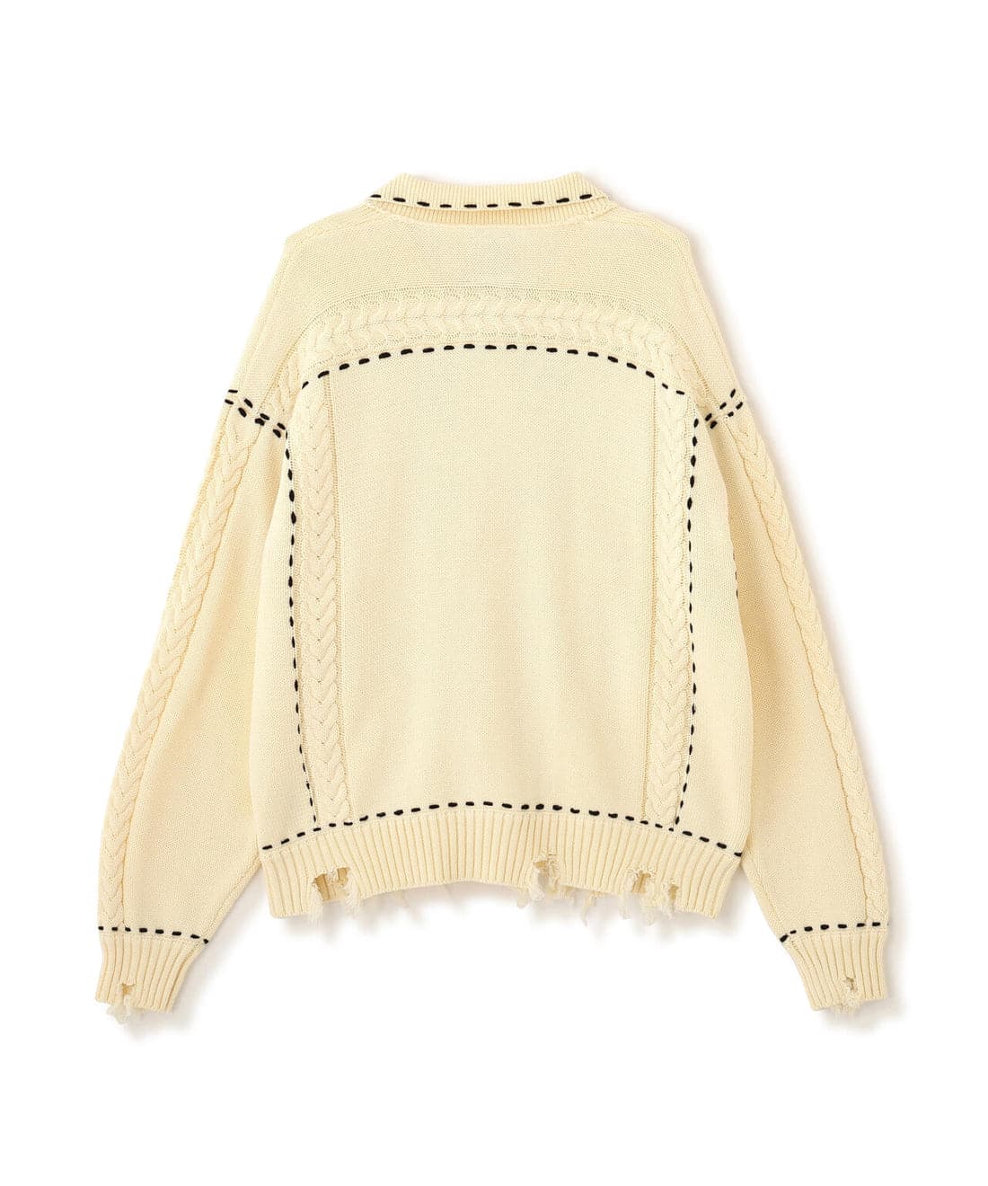 B omnivore/ビーオムニボー/HANDSTITCH CABLE KNIT JKT ハンドステッチケーブルニットジャケット ホワイト S