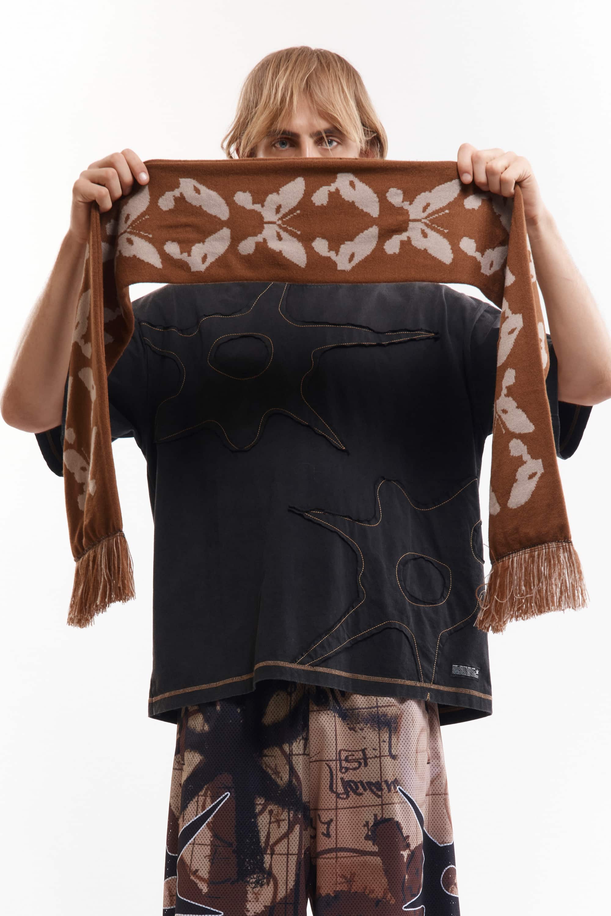P.A.M.(Perks And Mini)/パム(パークスアンドミニ)/KALEIDOSCOPE BONNET SCARF スカーフ　マフラー BROWN OS