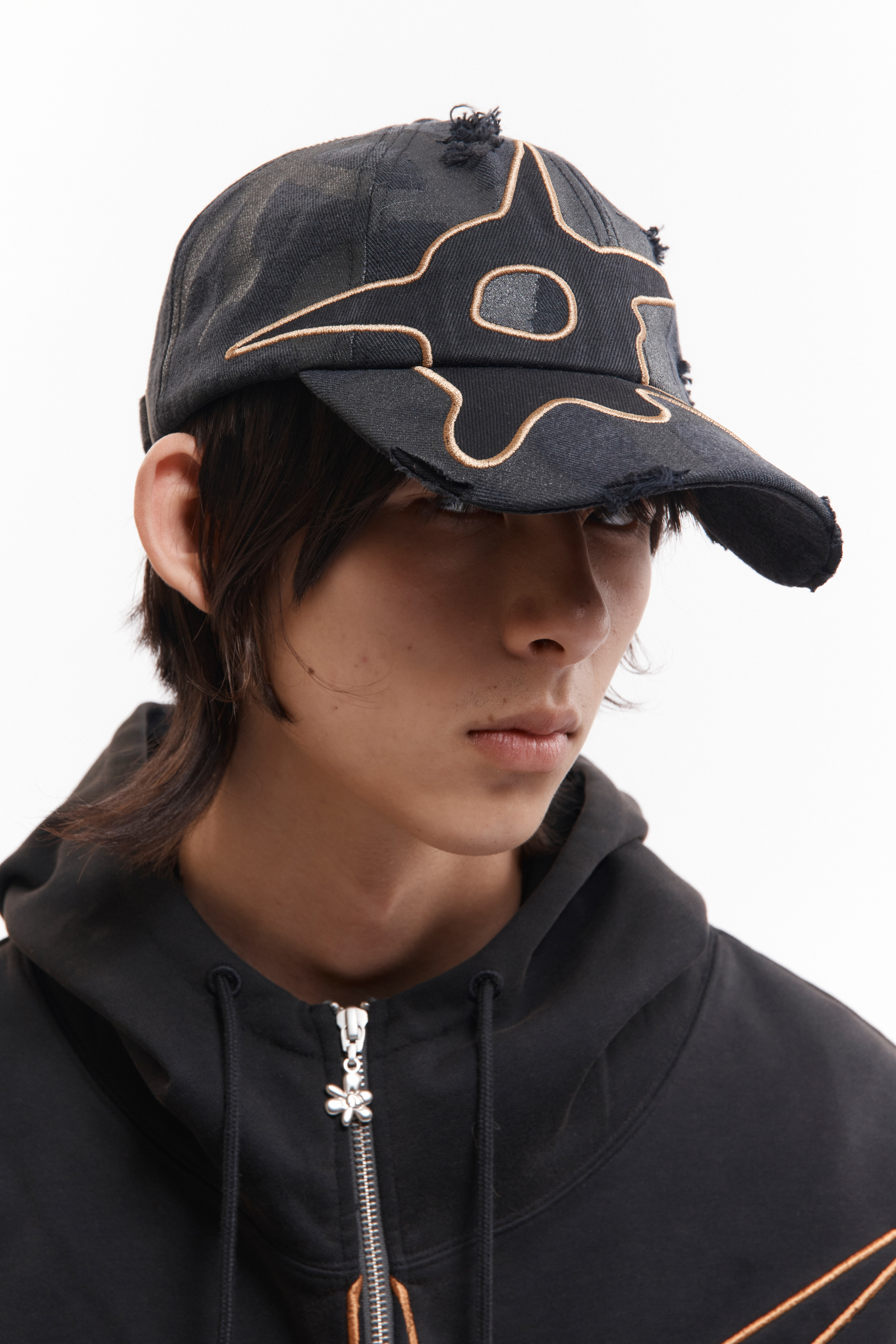 P.A.M.(Perks And Mini)/パム(パークスアンドミニ)/DISTRESSED URCHIN TAG BASEBALL CAP キャップ　帽子 BLACK WASH FREE