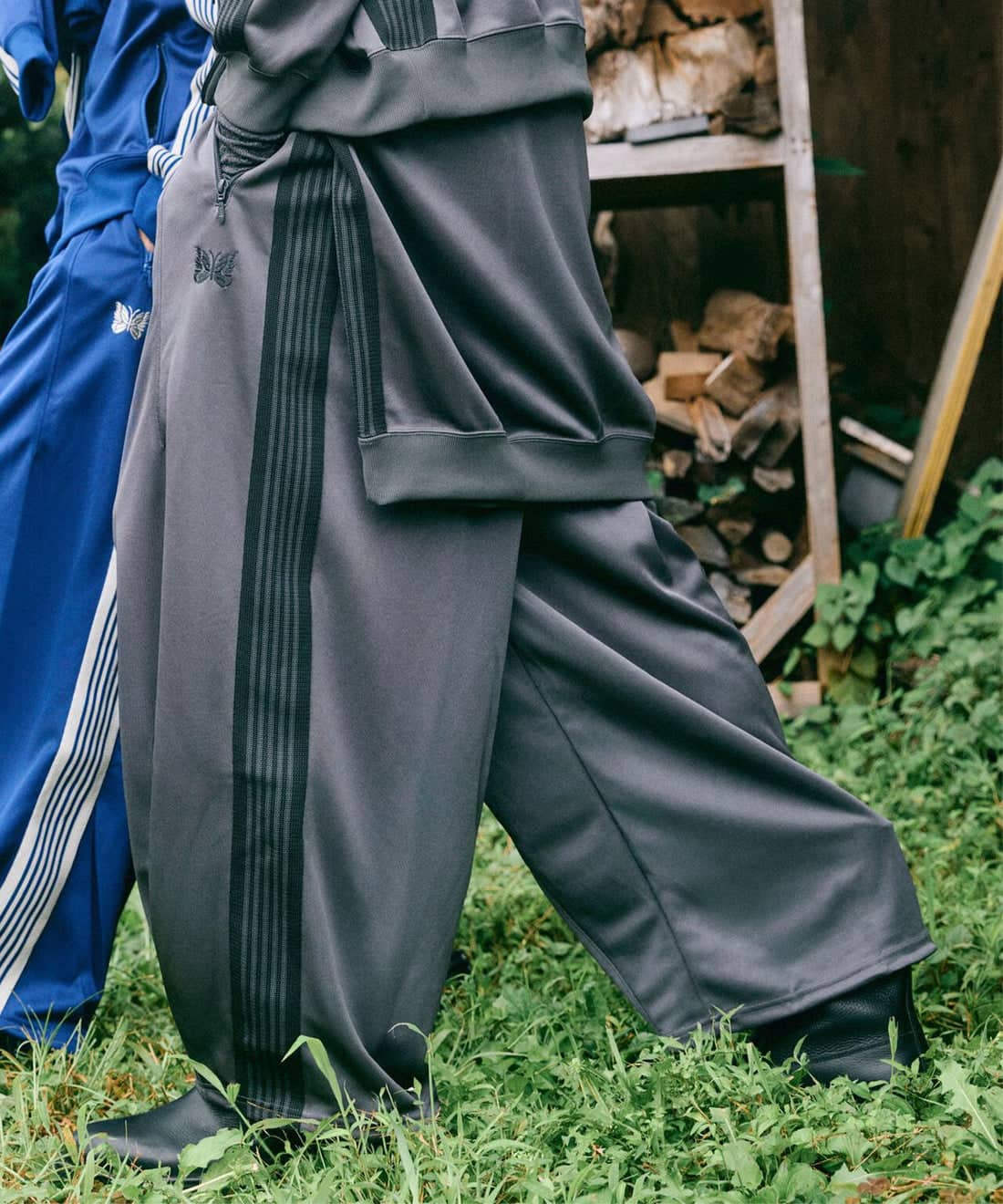 NEEDLES×BEAVER/ニードルズ×ビーバー/別注H.D. TRACK PANT - POLY SMOOTH -CHARCOAL- ヒザデルトラックパンツ CHARCOAL XS